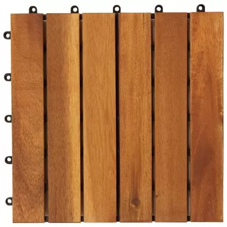 Set 30 bucati set dale din lemn de salcam cu model vertical 30 x 30 cm, maro