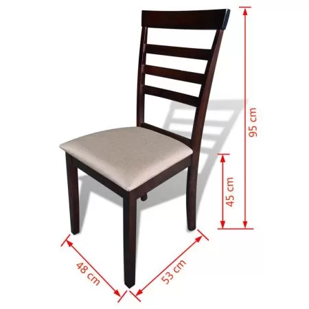 Set masa cu 4 scaune din lemn masiv, maro, 110 x 70 x 75 cm
