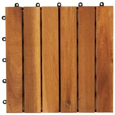 Set 20 bucati set dale din lemn de salcam cu model vertical 30 x 30 cm, maro