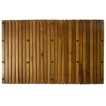 Set 2 bucati covor pentru baie din lemn de salcam 80 x 50 cm, maro, 80 x 50 cm