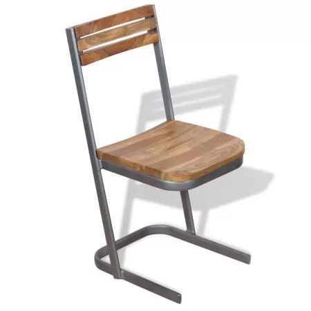 Set 4 bucati scaune de bucatarie din lemn masiv de tec, maro