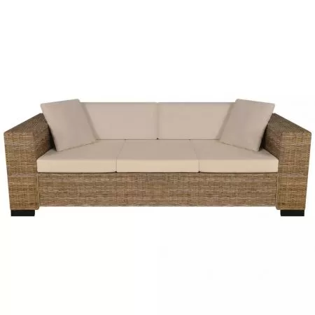 Set canapele de 2 si 3 locuri din poliratan, maro, 200 x 80 x 61 cm