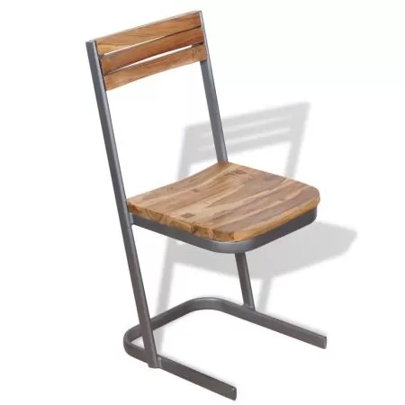 Set 4 bucati scaune de bucatarie din lemn masiv de tec, maro