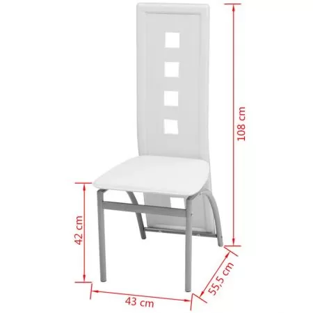 Set 6 bucati scaune de bucatarie, alb, 43 x 55.5 x 108 cm