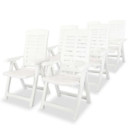 Set mobilier de exterior, 7 piese, alb