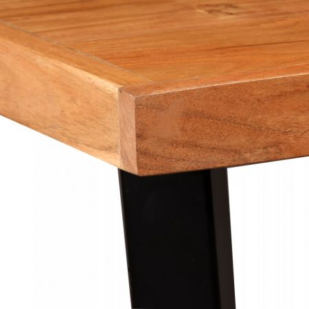Set mobilier bar 3 piese lemn masiv de acacia & piele naturala, maro, 60 x 60 x 107 cm