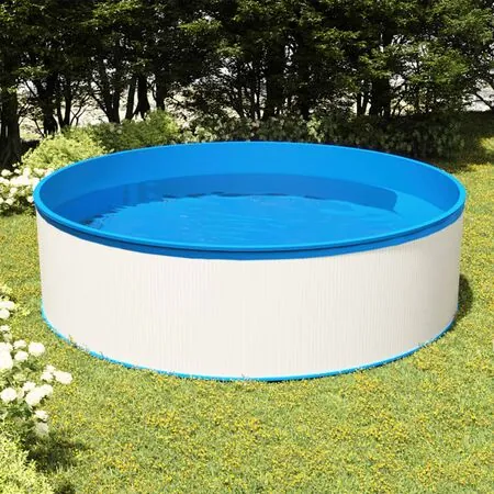  Piscină cu valuri, skimmer suspendat cu pompă, alb, 350x90 cm
