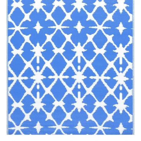 Covor de exterior, albastru si alb, 190 x 290 cm