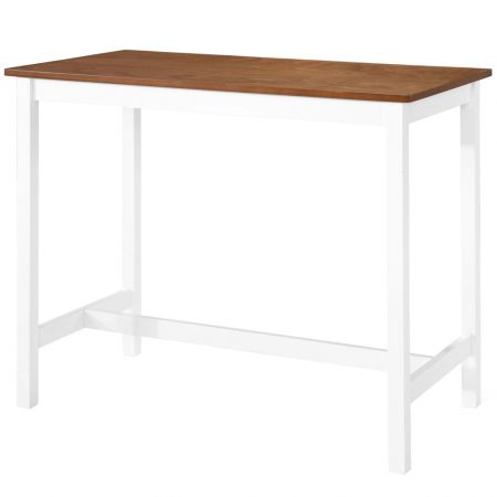 Set masa si scaune de bar, 3 piese, maro închis si alb, 60 x 60 x 91 cm