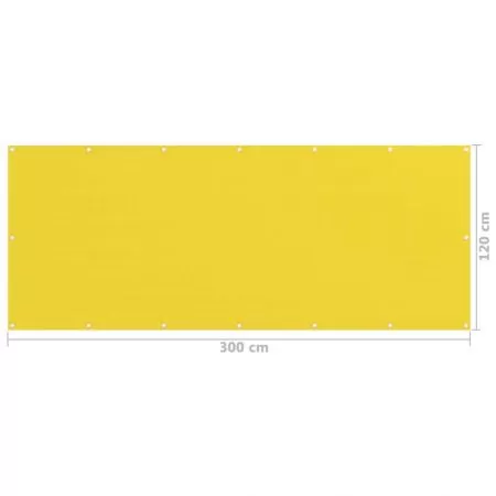 Paravan de balcon, galben, 120 x 300 cm