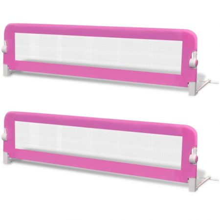 Set 2 bucati balustrada de pat protectie copii, roz, 150 x 42 cm