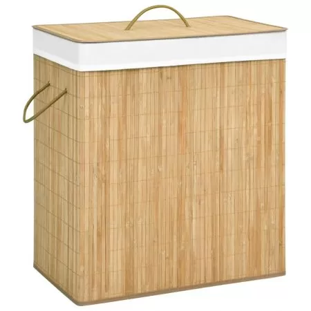 Cos de rufe din bambus, maro deschis, 52 x 32 x 62.5 cm