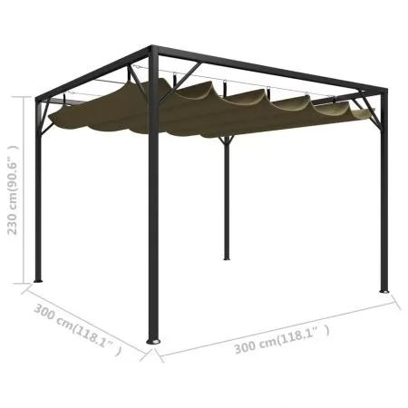 Pavilion gradina, gri taupe, 3 x 3 x