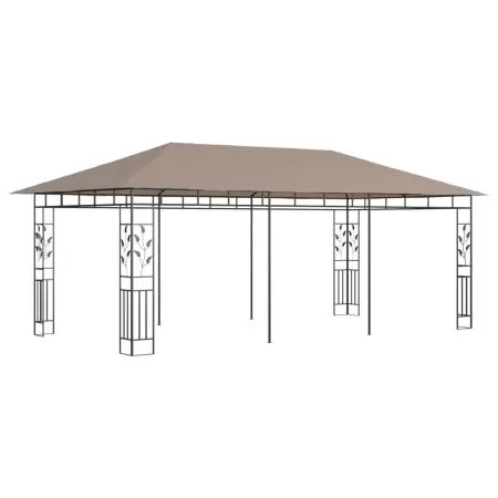Pavilion cu plasa anti-tantari, gri taupe, 6 x 3 x 2.73 m