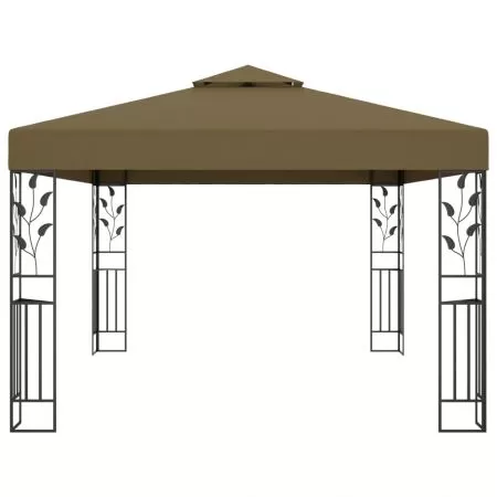Pavilion cu acoperis dublu, gri taupe, 4 x 3 x