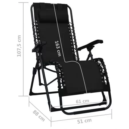 Set 2 bucati scaune sezlong pliabile, negru