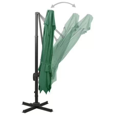 Umbrelă suspendată cu înveliș dublu, verde, 300x300 cm
