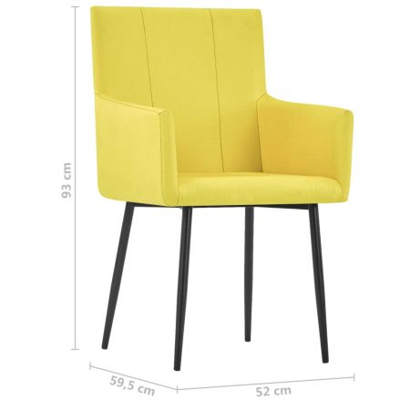 Set 4 bucati scaune de bucatarie cu brate, galben, 52 x 59.5 x 93 cm