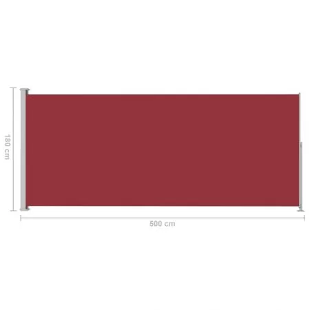 Copertina laterala retractabila de terasa, rosu, 180 x 500 cm