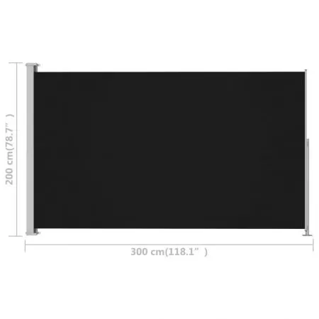 Copertina laterala retractabila de terasa, negru, 200 x 300 cm