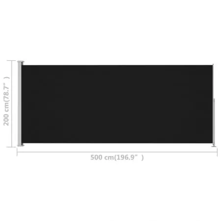 Copertina laterala retractabila de terasa, negru, 200 x 500 cm