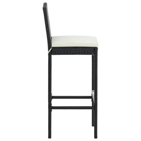 Set 2 bucati scaune de bar pentru gradina cu perne, negru