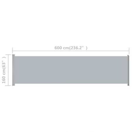 Copertina laterala retractabila de terasa, gri, 600 x 160 cm