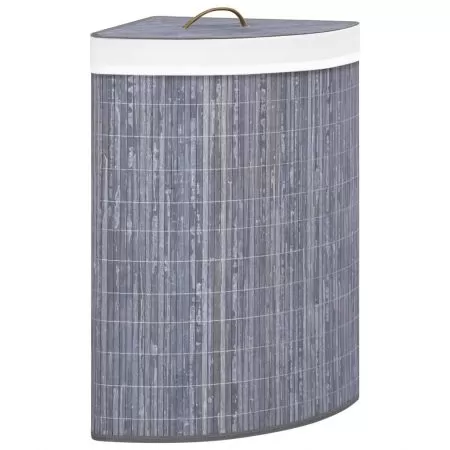  Coș de rufe din bambus, pentru colț, gri, 60 L