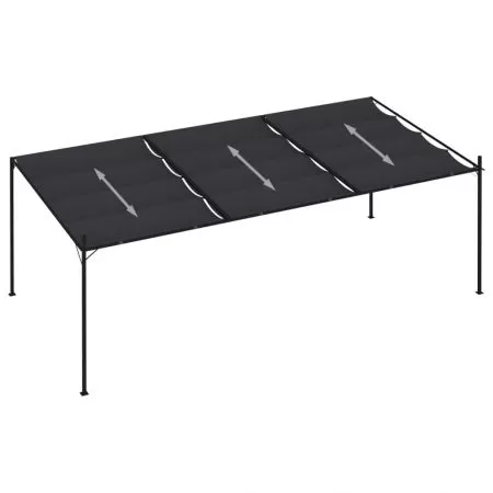 Pavilion cu acoperis retractabil, antracit, 600 x 300 x 233 cm