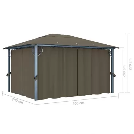 Pavilion cu perdele, gri taupe, 400 x 300 cm