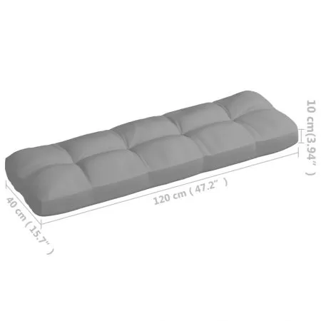 Perna canapea din paleti, gri, 120 x 40 x 10 cm