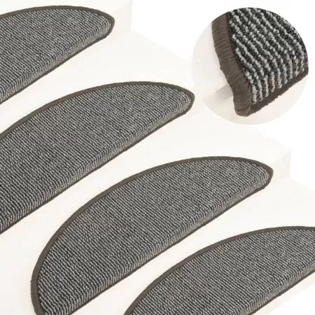  Covorașe pentru trepte scară, 15 buc., gri, 56x17x3 cm