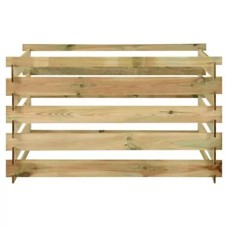 Compostor de gradina din sipci 120x120x70 cm lemn de pin tratat, verde