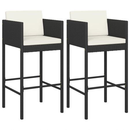 Set 2 bucati scaune de bar cu perne, negru