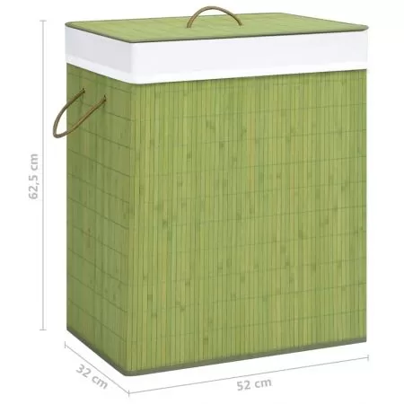 Cos de rufe din bambus, verde, 52 x 32 x 62.5 cm