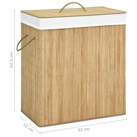 Cos de rufe din bambus, maro deschis, 52 x 32 x 62.5 cm