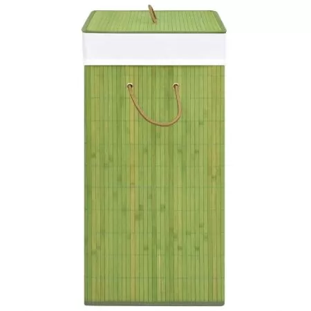 Cos de rufe din bambus, verde, 52 x 32 x 62.5 cm