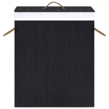 Cos de rufe din bambus, negru, 52 x 32 x 62.5 cm