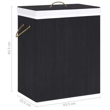 Cos de rufe din bambus, negru, 43.5 x 33.5 x 65.5 cm