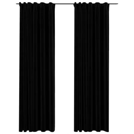 Set 2 bucati perdele opace aspect panza, negru, 140 x 225 cm