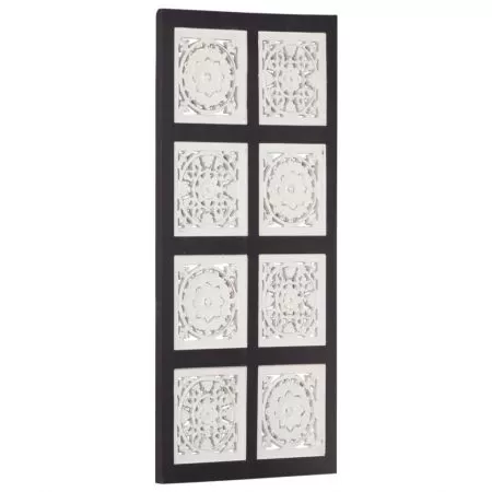 Panou de perete sculptat manual, alb si negru, 40 x 80 x 1.5 cm