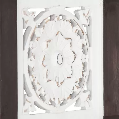Panou de perete sculptat manual, maro si alb, 40 x 80 x 1.5 cm