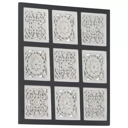 Panouri de perete sculptate manual, alb si negru, 60 x 60 x 1.5 cm