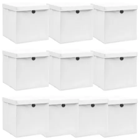 Set 10 bucati cutii depozitare cu capace, alb