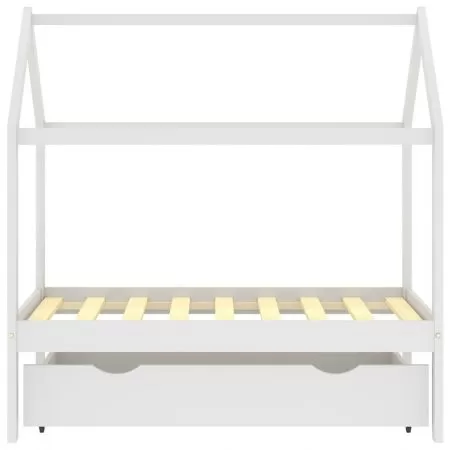 Cadru pat copii cu un sertar, alb, 70 x 140 cm