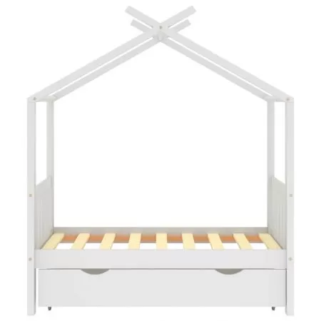 Cadru pat de copii cu un sertar, alb, 70 x 140 cm