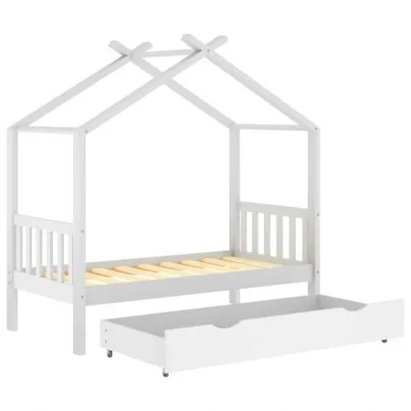 Cadru pat de copii cu un sertar, alb, 80 x 160 cm