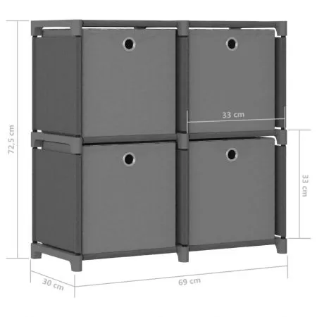 Raft 4 cuburi cu cutii, gri, 69 x 30 x 72.5 cm