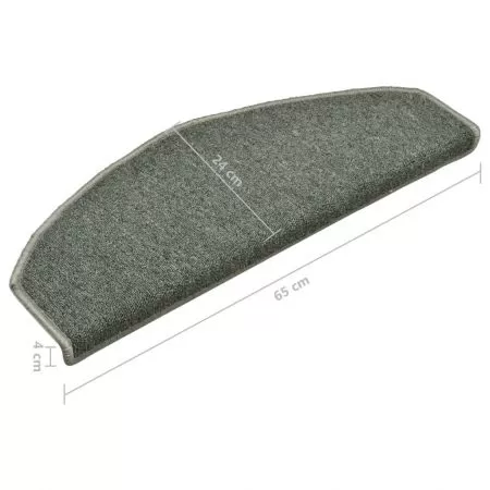 Set 15 bucati covorase pentru trepte scara, verde inchis, 65 x 24 x 4 cm