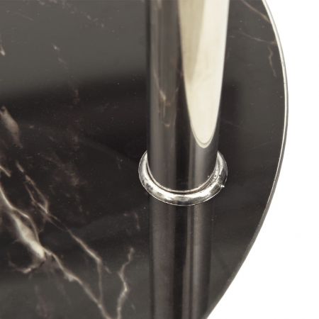 Masa laterala 2 niv. transparent/negru 38 cm sticla securizata, transparent si marmură neagră